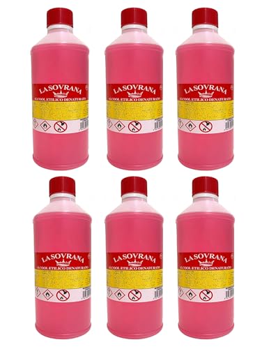 Alcohol desnaturalizado 94° etílico paquete de 6 x 1 l LA SOVRANA