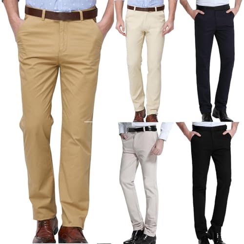 Cambkatl Men's Straight Suit Pants - Casual Stretch Bussiness Trousers Basic Solid Dress Pants with Pockets2
