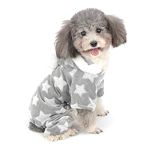 Zunea Small Dog Pyjamas Jumpsuit Puppy Hoodie Coat Clothes for Dogs Girl Boy Winter Warm Pajamas Outfits Overall Jumper Soft Pet Apparel Gray S (Pls Check the Size of Chest and Back Before Order)