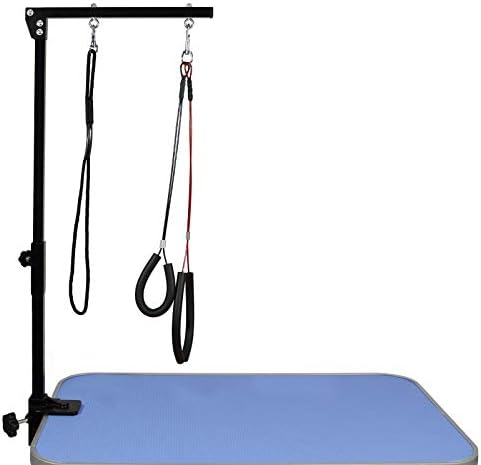 LEIBOU Foldable Pet Grooming Arm with Clamp, Dog Grooming Loop Noose &Two No Sit Haunch Holder for Medium & Small Pets Width/Height Adjustable