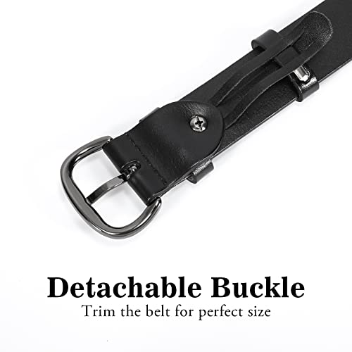 Image of WHIPPY Women Leather Belt for Jeans Pants Dresses Black Ladies Waist Belt with Pin Buckle