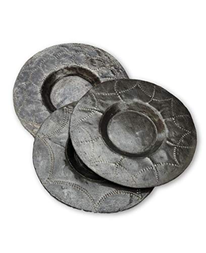 Candle Plate Holders, Decorative Metal Plates, Set Of 3, Handmade In Haiti From Recycled Steel Drum Barrels, Holiday Decor 6 X 6 Inches #TOP8