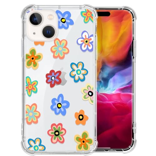 ZHEGAILIAN Case for iPhone 15 Plus, [Military-Grade Protection All-Around Shockproof Corners] Clear TPU Bumper Case for iPhone 15 Plus - Cute Flower