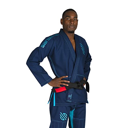 Sanabul Essential Bjj Gi For Men | Brazilian Jiu Jitsu Gi | Lightweight, Preshrunk Fabric For Sweat Wicking Comfort | Superior Sizing Guide (Navy, A4) #TOP1