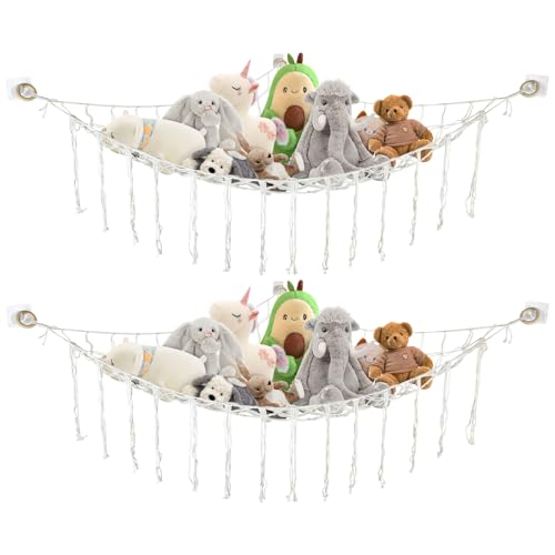 SHBAOCH 2 szt. wiszących zabawek do przechowywania pluszaków, organizer, do pokoju dziecięcego, pluszaka, hamak, pluszak dla pluszaków i misiów