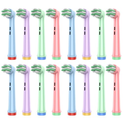 Rebeool Kids Toothbrush Head Compatible with Braun Oral B Kids Electric Toothbrushes Pro Junior - 16 Pack
