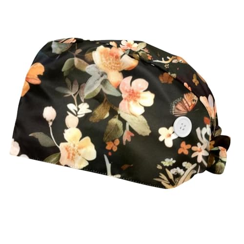 2 Pcs Floral Deers Working Cap with Buttons Sweatband Adjustable Hats Tie Back Hats