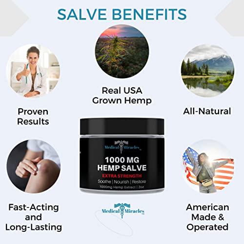 Medical Miracles Hemp 1000 Mg Extra Strength Healing Salve Ideal For Hips, Joints, Neck, Back, Elbows, Fingers, Hands, And Knees Made In Usa #TOP1