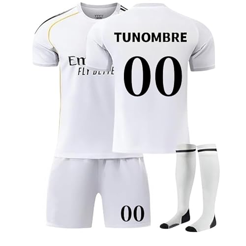 Camiseta de Fútbol Niño Personalizada 2025 2026 con Nombre y Número, Equipación Completa con Camiseta, Pantalón Corto y Calcetines, Conjunto Deportivo para Entrenamiento y Regalo para Fans