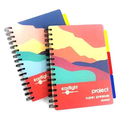 Eastlight A5 Project Book 200 Pages 80gsm Wirebound Pack of 2, Includes 3 repositionable dividers and a Separator Sheet Cover
