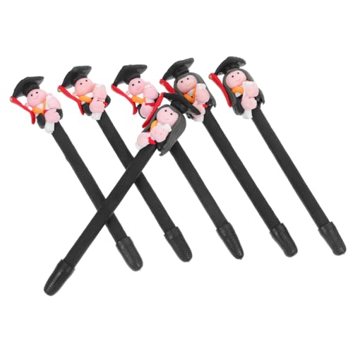 Housoutil 6個 ソフト セラミック ペン 博士 学生 シリーズ ポイント ペン キャラクター ボール 卒業 ジェル インク ファンシー かわいい ありがとう 卒業