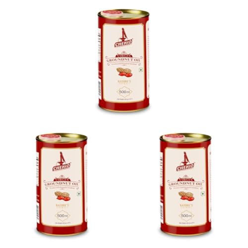 Image of Chekko Cold Pressed Virgin Groundnut Oil (500ml) | 100% Natural, Pure & Wood Pressed Peanut Oil for Cooking, Seasoning, Traditional Indian Recipes & Daily Use (Pack of 3)