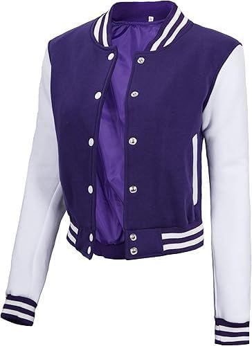 URBAN CREST Women’s Bomber Varsity Jacket – Fleece Letterman Jacket for Women, Standard & Cropped Styles