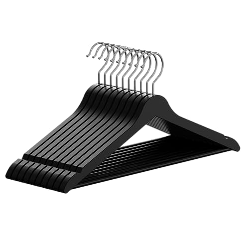 OGIVO Perchas Madera Unidades - Juego de 10 - Perchero de Madera para tu Armario - Gancho Giratorio 360° - Cortes Alrededor...