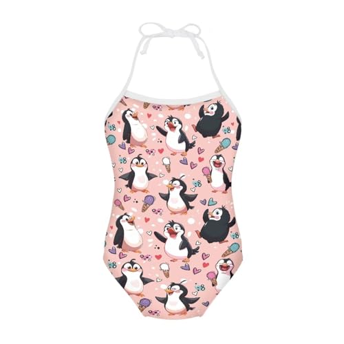 Image of One Piece Swimsuit for Girls Beach Bathing Suit Halter Straps Sports Swimwear for 1-10 Year Toddler Kids