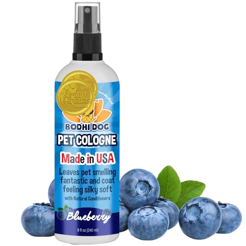 Bodhi Dog Premium Dog Cologne - Deodorizing Dog Perfume &amp; Conditioner for Dogs &amp; Cats - Natural Long Lasting Spray - Keeps Pets Fresh All Day - Gentle &amp; Safe Formula, Made in USA (Blueberry 8 Fl Oz)