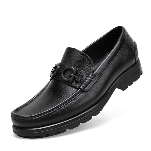 Generic Fashion Leather Dress Loafers for Men, Fashion Casual Crocodile Patterned Handmade Buckle Shoes Business Slip-on Penny Loafer Party Dress Shoes for Mens