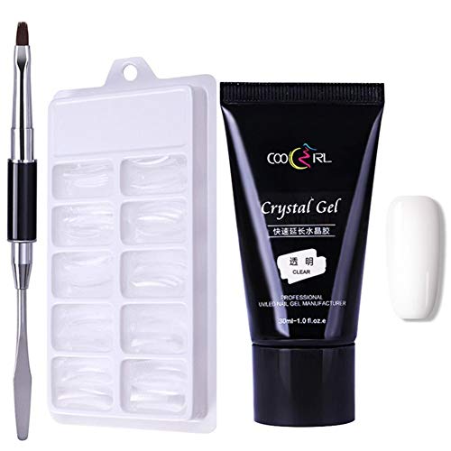 NICOLE DIARY Kit gel poliuretano per unghie 1Pc Gel poliuretanico per unghie trasparente Colla per ricostruzione unghie+100Pz Poly building uv gel per stampi unghie finte+Pennello per pittura acrilica