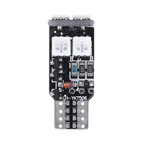 MASUNN 2X T10 6 SMD 5050 RGB LED Car Wedge Side Light Reading Lamp Bulb Remote Control - Image 3
