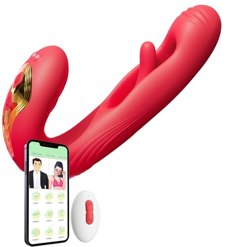 Rabbit Ears Pleasure Toy Automatic Control Adult Toy for Women 7.87 Inch Realistic Silicone Dick with Strong Suction Cup for Hands-Free Play - Soft Sensory Accessories Portable Gifts (Red)