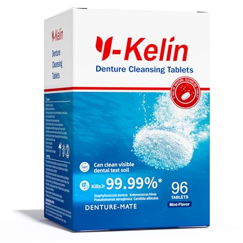 Y-Kelin Tabletas Limpiadoras para Dentadura Postiza y Prótesis Dentales Removibles - 96 Tabletas