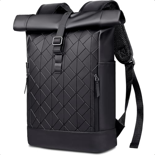 Yooler Rolltop Rucksack Herren, 31L Groß Rucksack Wasserdicht, Rucksack Damen mit Laptopfach, Reiserucksack Geschäftspaket für Schule Fahrradfahren Freizeit Business Sport, Schwarz