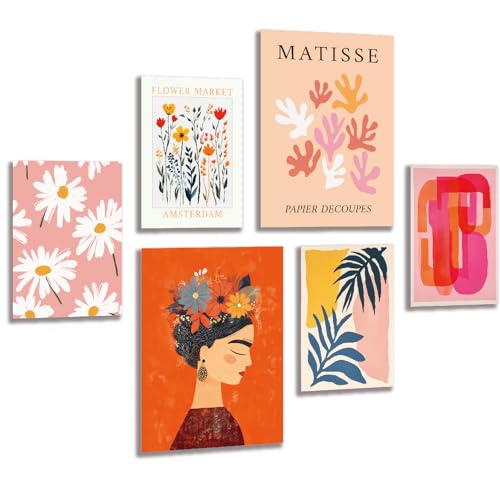 Juego de pósteres de flores LAVEMA: transforma tu salón con murales modernos de estilo abstracto