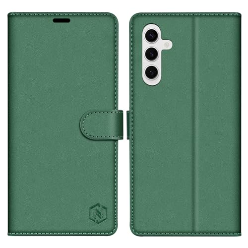 Coque Samsung S24 Plus en cuir vert avec fentes cartes et blocage RFID