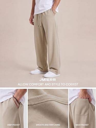 Image of JMIERR Men's Casual Baggy Pants Lightweight Wide Leg Lounge Travel Pants Streetwear with Pockets