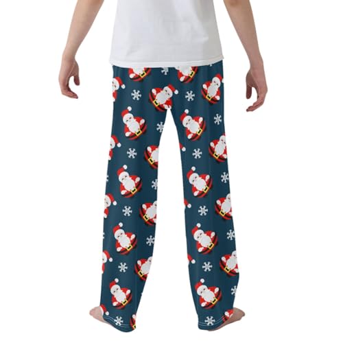 CaTaKu Boys Santa Claus Snowflake Pants for Boys Girls Wide Leg Sweatpants Kids Long Bottoms with Pockets Size 6-14Y2