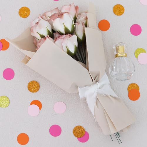 Image of 200Pcs Glitter Pink Orange Gold Table confetti,Paper Circle Dots Confetti for Birthday Party Halloween Bachelorette Wedding Baby Shower Graduation Decorations