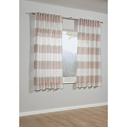 GARDINIA Curtain with Hidden Tabs and Tape Top Opaque Translucent Curtain Etamine Dusky Pink 140 x 175 cm - Image 2