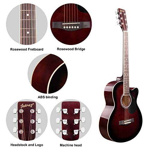 Image of JUAREZ Belleza cm 99.06 (39 Inch) Acoustic Guitar Kit, JRB39LN-DBS Linden Top, Rosewood Fretboard & Bridge, Truss Rod, Chrome Die Cast Machine Tuners, Dark Brown Sunburst