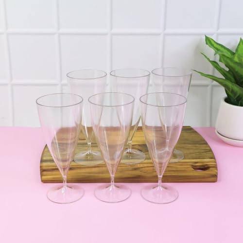 Image of Plastic Milkshake Glass Set - Transparent Elegant Stem for Dessert, Smoothie, Falooda, Mocktail & Juice - Lightweight Serving Cups for Party, Cafe, Kitchen & Restaurant Use (230ML) (6 Pcs)