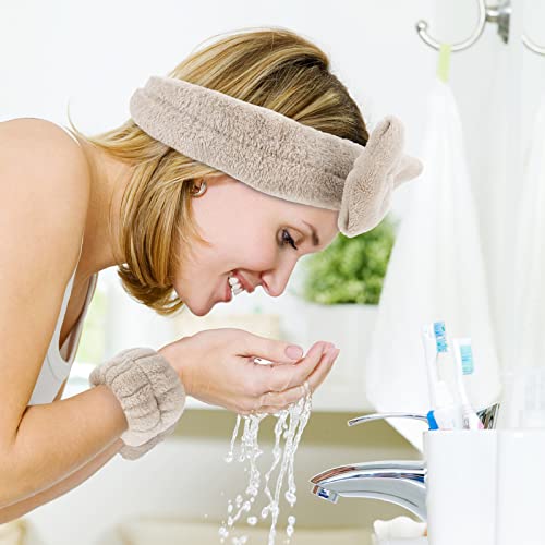 WHAVEL 6PCS Spa Headband and Wristbands Set, Face Wash Headband Wrist Bands for Washing Face Makeup Skincare Hair Band Skin Care Accessories Tools - Image 3