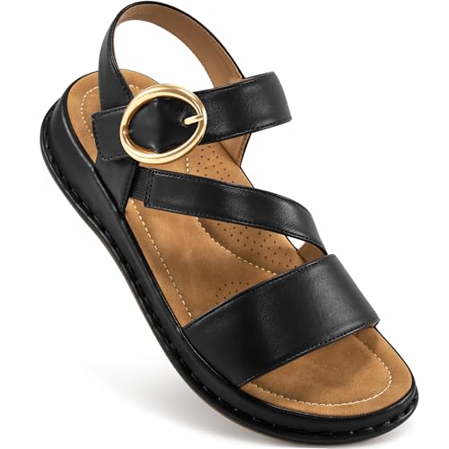 Aomigoct Womens Sandals Dressy Comfortable: Casual Summer Dress Flats Sandal 2025 -Ladies Fashion Walking Shoes Non Slip