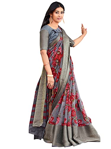 Image of AKHILAM Women's Sungudi Cotton Blend Paisley Printed Jacquard Work & Zari Border Saree With Unstitched Blouse Piece (MEERA17 SR Parent)