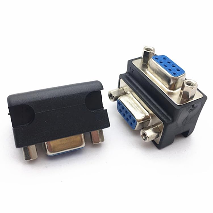 Wiring Connecting Terminals - DB9 Female to Female Connector with Bent Angle for Serial Cable, 9-pin Straight Through Head for 232 Converter