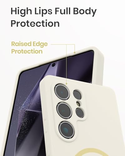 Image of DIZORO Microfiber Candy Case Compatible for Samsung S25 Ultra 5g Magnetic Silicone Case, Compatible with MagSafe Shockproof, Slim Anti-Scratch Soft Non-Slip Full Body Back Cover(New Off White)