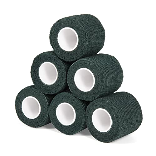 Sagafly 6 Rouleaux Bandage Autoadhésif Bande Cohesive 5cm x 450cm Cohésifs Sports Bande Elastiques Bandage Medical Vet Wrap pour Poignets Cheville Mains Pieds (vert foncé) Cover