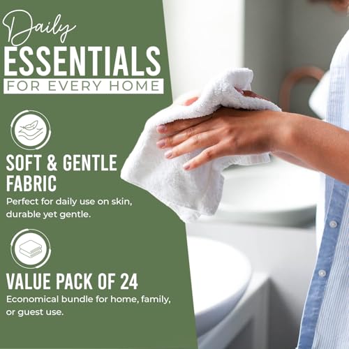 Image of DAN RIVER 24 Pack Wash Cloths for Showering [12x12] - 100% Cotton Washcloths Premium Quality Flannel Face Cloths for Bathroom, Highly Absorbent and Soft Feel Wash Clothes, Sage Green