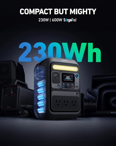 Image of Anker SOLIX C200X Portable Power Station, 230.4Wh LiFePO4 Battery, 300W (600W Surge) Solar Generator, 140W Two-Way Fast Charging, For Outdoor Camping, Traveling, and Emergencies