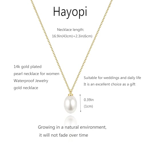 Pearl Necklace for Women Trendy,14k Gold Plated Necklace Dainty Wedding Necklace Small Cute Choker Necklace Beaded Lariat Drop Necklace Vintage Waterproof Jewelry for Women Gold Jewelry Fashion Gifts3