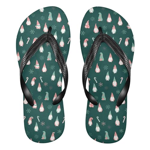 Burbuja Gnomes Snowflakes Flip Flops for Women Men, Soft Thong Sandals Rubber Slippers for Pool Beach Essentials