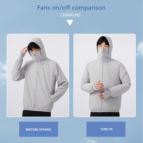 Image of Sun Protective Jacket UPF 50+ Air Conditioner Hoodie Lightweight Cooling Clothes with Fans Stay Cooling in Summer