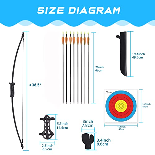 ELONG OUTDOOR Archery Set Recurve Bow and Arrow Set Kids Outdoor Youth Junior Archery Beginner Training for Teen Teams Game Gift (Includes 8 Arrows, Armguard, Quiver, Target Face, Finger Tab) - Image 5