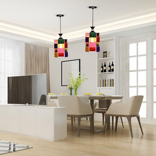 Image of Groeien Crystal Silk Weave Loom Metal Hanging Pendant Ceiling Lamp Fixture | Chandelier for Home, Indoor, Outdoor,Living Room, Bedroom(Bulb Included)(Silk-WrapHex, 1)