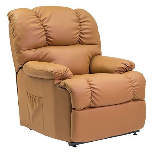 Cecotec - Sillón de Relax Masaje, Función Calor, 10 programas, 10 intensidades, 8 Motores, Mando de Control con Temporizador, Polipiel Bolsillo portaobjetos, Color Coñac