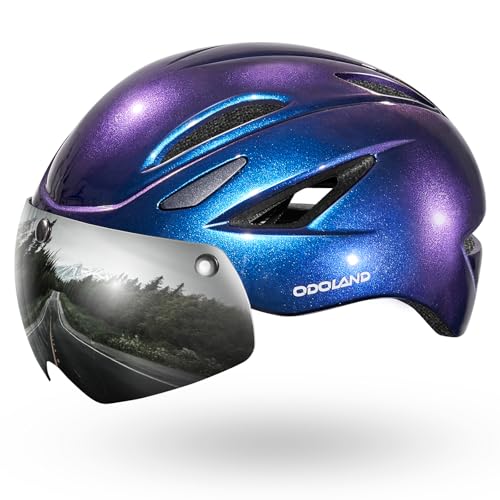 Odoland Adult Bike Helmet with Detachable Magnetic Sun Visor, Bicycle Helmet Mountain Road Bike Cycling Certified Lightweight Adjustable Helmet for Me