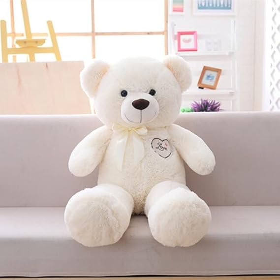 EPELUX 90cm Lindo Gordo Peluche Oso de Peluche Juguete Encantador Almohada Animal para niños niñas Regalo de cumpleaños-Blanco